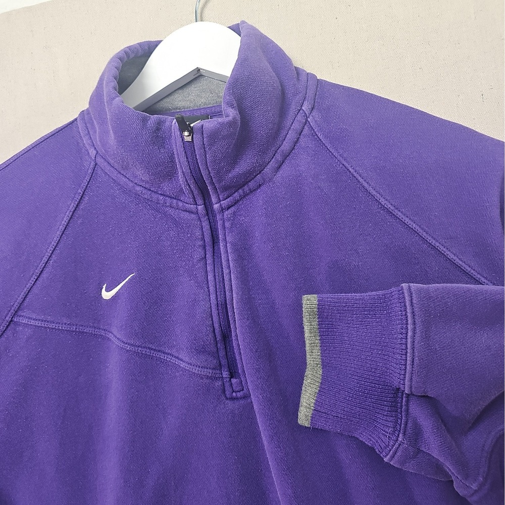 Nike Team Mens Large Purple Quarter Zip Pullover Mock Neck Sweatshirt 380189-545